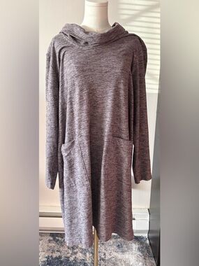 Pure Jill midi length long sleeve cowl neck stretchy casual plus size dress